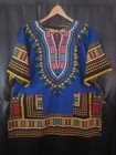 Blue Dashiki African Print Tunic Top Shirt  Cotton Woven  One Size Unisex