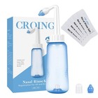 Sinus Rinse Kit With 40 Salt Packs - Neti Pots - Nasal Irrigation- Bpa Free -   