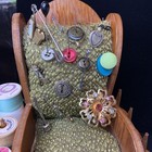 Vtg Lot Wood Rocking Chair Pin Cushion Green 10    T Extras Cross Stitch Kit Angel