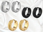 Stainless Steel Hinged Hoop Huggie Snap On Earrings Men s Woman s Jewelry