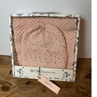 Bcbgeneration Beanie   Scarf Set Women Os Blush Pink Rhinestone Pointelle Knit
