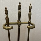 Vintage Brass   Iron Fireplace Tool Set 3 Tools   Stand Shovel Poker Brush