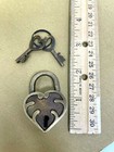 Padlock Small Victorian Heart Shaped Brass Lock  Antique Finish With 2 Keys