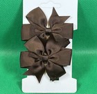 Brown Hair Bow Clips Grosgrain Ribbon Baby Toddler Girl Hair Barrette Set