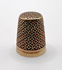 Vintage Brass Thimble With Geometric Flower Pattern   Decorative Collectible