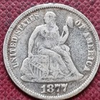 Love Token   Pikia   On 1877 Seated Liberty Dime 10c Silver Coin Engraved  89695