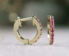 0 30 Ct Lab Created Red Ruby Huggie Hoop Wedding Earrings 14k Yellow Gold Plated