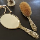 Vintage Silver-plated  Brush   Mirror Set Ornate Victorian-style Floral Scroll