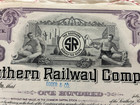 1961 Southern Railroad Railway Stock Certificate Southern Serves The South Sou