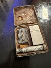 Vintage Gillette Safety Razor Travel Set W  Case   6 Unopened Blue Blades Usa