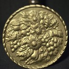 Antique Brass Bed Warmer 19    Floral Embossed Pan W  Wood Handle Wall Decor