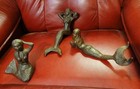 3 Vintage Heavy Iron Mermaid Statue  Sculptures  2 Are 9 long  One Is 5 h  Nice 