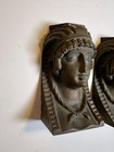 2  Antique Cast Brass Egyptian Revival Furniture Mounts Architectural Appliques