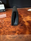 Vintage Black Beaded Clutch evening Purse Structured Envelope Bag Wedding Date