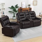 Brown 2 1 Massage Recliner Chair Set 2 Seater Loveseat   Single Sofa Living Room