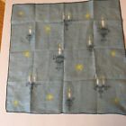 Vintage  Faith Austin Signed Hanky Hankie New Hand Rolled Edge Blue Clean