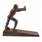 Cast Iron Strongman Doorstop Rustic Man Door Stop Wedge Figurine Brown Decor