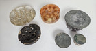 Lot Of 6 Vintage Metal  Glass And Ceramic Flower Frogs Wire Spike Rounds