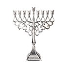 New Silver Hanukkah Gift Menorah Lamp 9 Branch Chanukah Menora Hanukiah Holyland