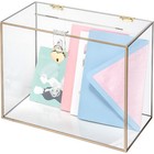 10 5    X 8 5    Clear Acrylic Wedding Card Box With Golden Frame And Heart Lock