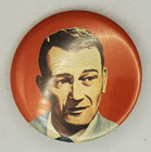 Vintage 1981 Young John Wayne Artwork Pinback Button Red Background