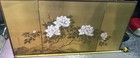 Antique Japanese Byobu Silk Table Screen 3 Panel Hand Painted Double Sided Edo