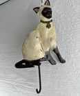 Hand Painted Metal Decorative Wall Hanging Siamese Cat Lightweight  Hook Blueye