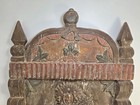 19th Century Spanish Colonial Hand Carved Polychrome Wood Retablo Plaque Of Our 