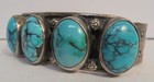 Vintage Navajo Sterling Silver   Turquoise 5 Huge Stone Cuff Bracelet Stamped Mc