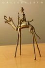      Cool  Orig  Mid Century Modernist Brass Camel   Rider Sculpture  Vtg 50 s     