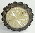 Vtg Mother Of Pearl Brooch Pendant 6 Point Star  990 Silver Filagree Bethlehem