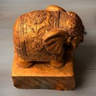 Gold Toned Brass Toned Heavy Cast Metal Elephant Door Stopper Or Bookend Vintage