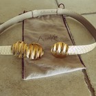 80s Vintage Alexis Kirk Gold And Tan Leather And Snake Skin Belt With Pouch