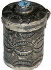 Vintage Southwest Sterling Silver Turquoise Stamped Pill Trinket Box 