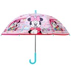 Minnie Mouse Umbrella Pink Dome Bubble Brolly Girls Kids Official Disney