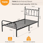 Gianna Twin Metal Platform Bed Frame With Steel Slat Support  Underbed Storage
