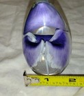 Vtg  Russ Berrie Art Glass Orb Paperweight Exotic Purple Flower Signed Stunning 