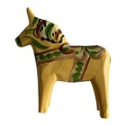 Dala Horse Carved Wood Hand Painted Mini Folk Art Sweden Cream Green 2 