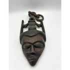 Vintage African Tribal Hand Carved Wood Wall Mask Sculpture Unique Dark Brown