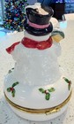 Vintage Snowman Hinged Trinket Box Collectible Christmas Decor