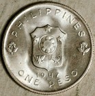 1947 Philippines Gen  Macartgur Silver 1 Peso  unc-bu  Lot  3