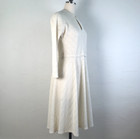 1970s Vintage Sweater Dress Long Sleeve Ivory W diagonal Woven Stripe S m