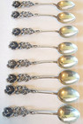 Set Of 8 835 Silver Hidesheimer Rose Floral Handle Demitasse Spoons Germany