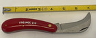 Nos Freund True Friends 210 Red Handle Gardener s Hawk Bill Folding Knife