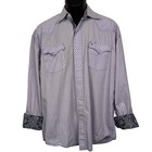 Stetson Mens Western Pearl Snap Shirt Lavender Print Long Sleeve Size L