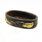Fuchi And Kashira Waves   Fish Design Japanese Antique Sword Fittings Shakudo