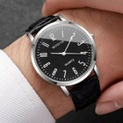 3pcs Set Men   s Arabic Dial Quartz Watches Business Casual Leather Strap Wrist