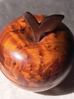 Vintage Modernist Hand Turned Myrtle Wood Art Apple Trinket Box Treen Mcm Beauty