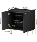 Black Fluted Buffet Cabinet  Standing Sideboard With Storage  Wood Accent Cab   