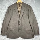 Lauren Ralph Lauren Trim Fit Wool Blazer Jacket Mens 48r Brown Houndstooth